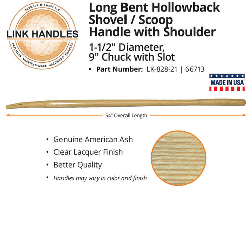 Seymour Link Handle 54 bent hollowback Shovel/scoop Handle, with shoulder, 1-1/2 diameter, 9 chuck
