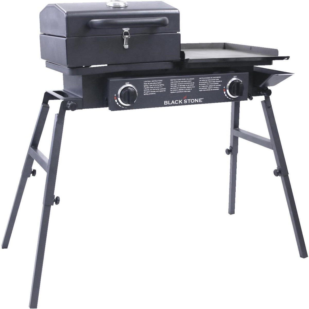 Blackstone Tailgater 2 Burner Black 37 000 BTU LP Gas Griddle with Grill Box