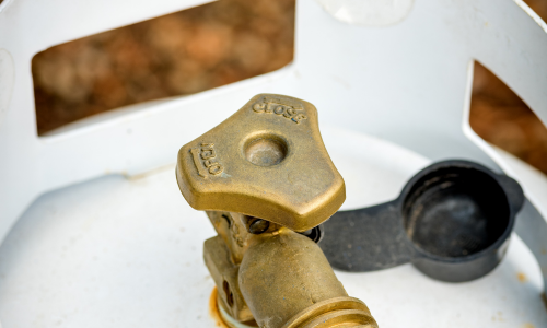 A close-up of a propane tank.