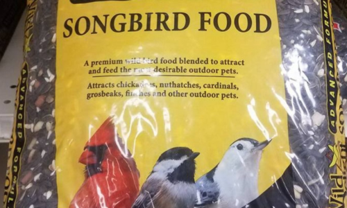 A bag of wild bird seed.