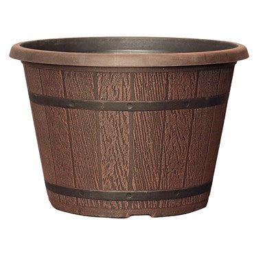 BFG Supply Grower Select® Cask Planter - 12in - Round - Chestnut Brown - 2.3gal Capacity