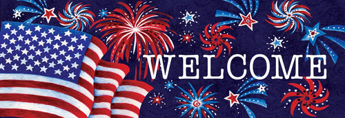 Custom Decor Fireworks and Flag Signature Sign
