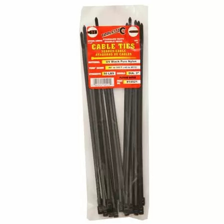 Tool City 11.8 In. L Black Cable Tie 50LB SD DOUBLE HEAD 25 Pack
