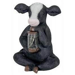 LED Solar Statue, Cow With Lighted Fireflies