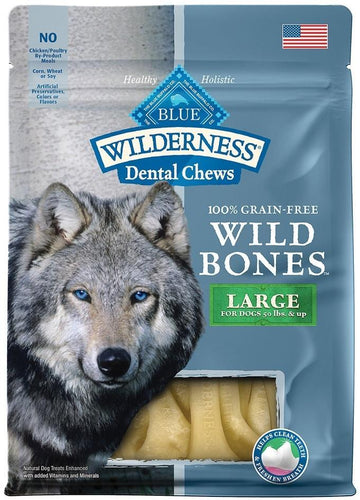 Blue Buffalo Wilderness Wild Bones Dental Chews Large Size for Dogs