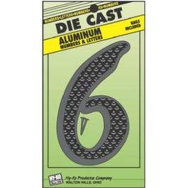 House Address Number 6, Black Die-Cast Aluminum, 4.5-In.