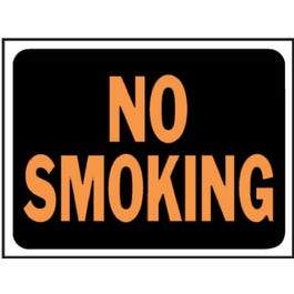 No Smoking Sign, Hy-Glo Orange/Black Plastic, 9 x 12-In.
