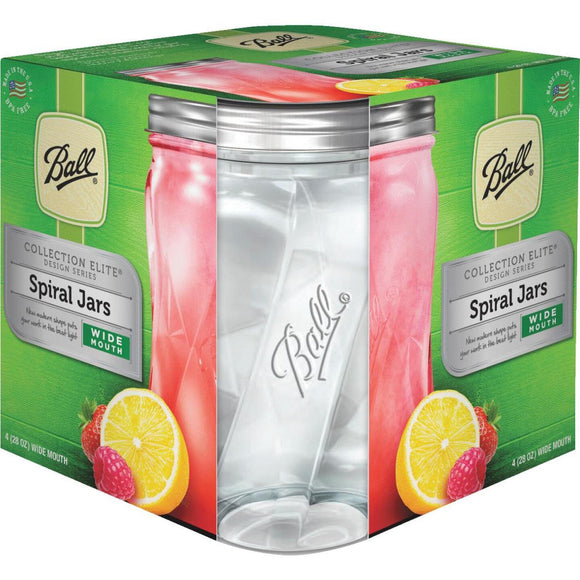 Ball Collection Elite 28 Oz. Wide Mouth Spiral Canning Jar (4-Count)