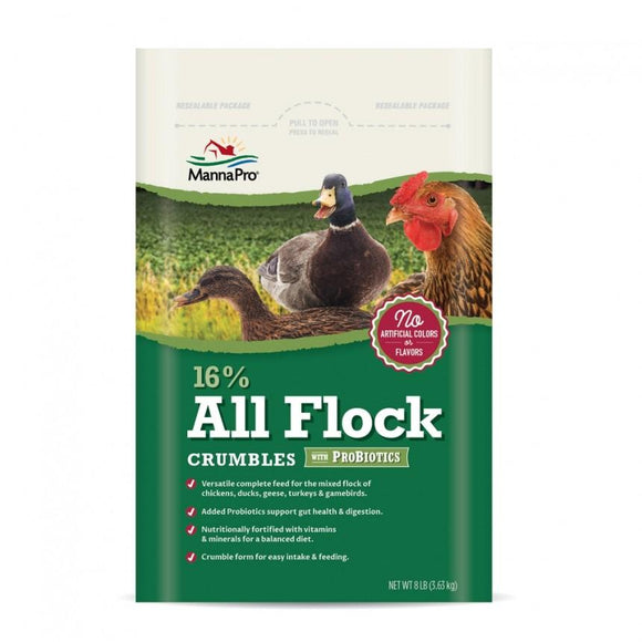 Manna Pro Adult Poultry Care 16% All Flock Crumbles With Probiotic