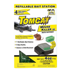 Tomcat Mouse Killer Child Resistant, Refillable Station with Clear Lid for  Easy Monitoring, 1 Bait Station and 4 Refills (Pack of 2)